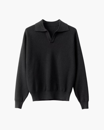 Textured Knit Polo Sweater